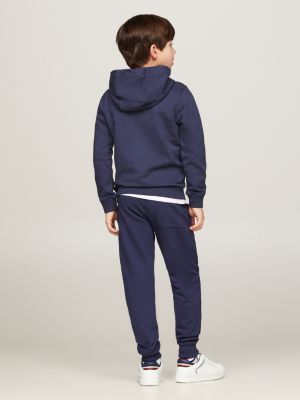 blau essential logo-hoodie aus reiner baumwolle für unisex kinder - tommy hilfiger