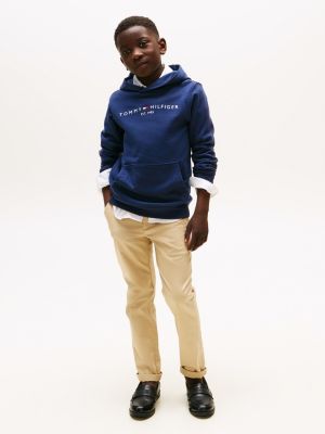 blau essential logo-hoodie aus reiner baumwolle für unisex kinder - tommy hilfiger