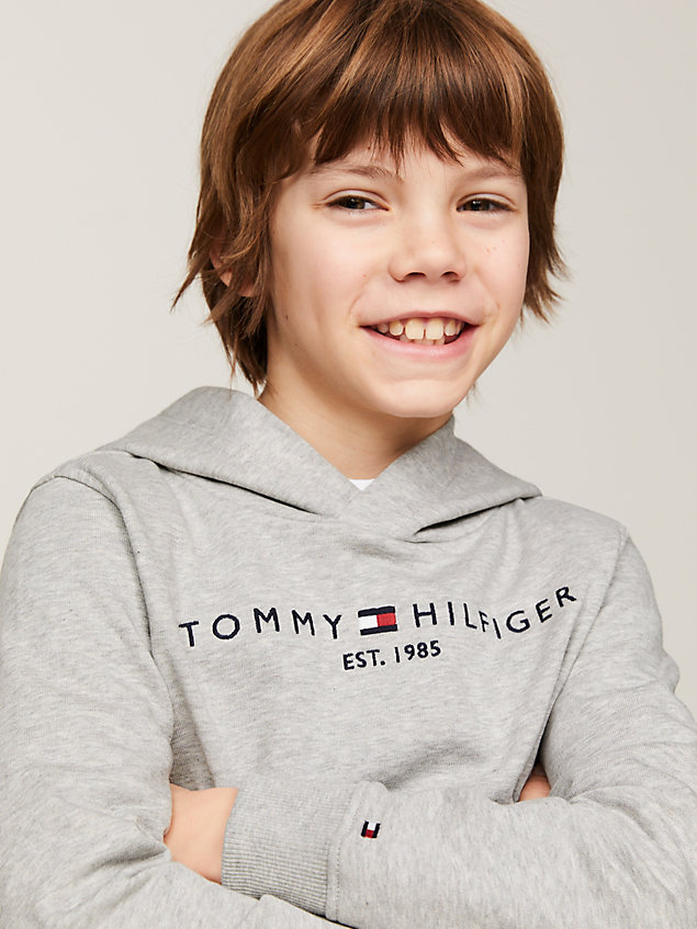 grey essential logo-hoodie aus bio-baumwolle für kids unisex - tommy hilfiger