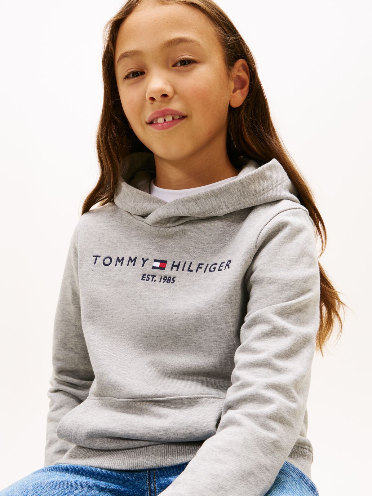 Essential Logo Pure Cotton Hoody — Grey