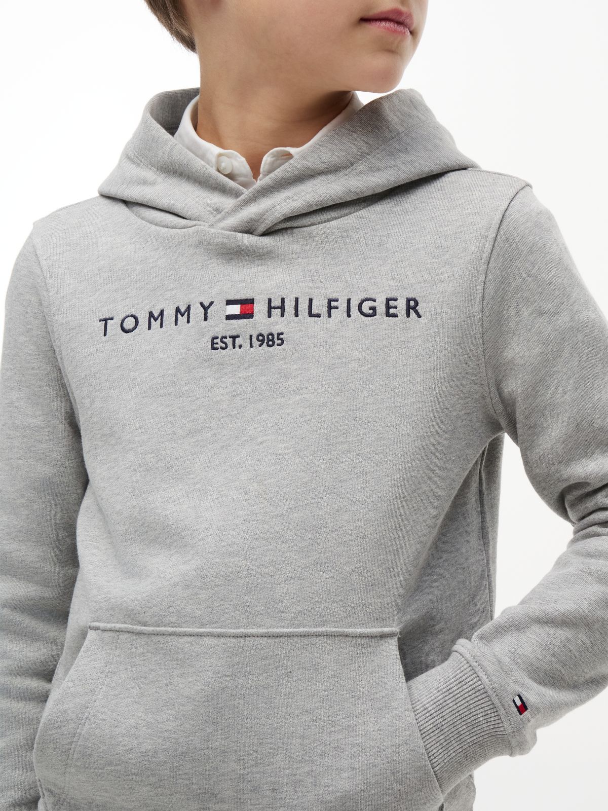 Essential Logo Pure Cotton Hoody — Grey