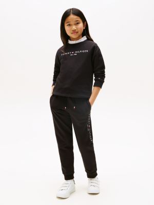 jogging essential en pur coton à logo noir pour enfant unisexe tommy hilfiger