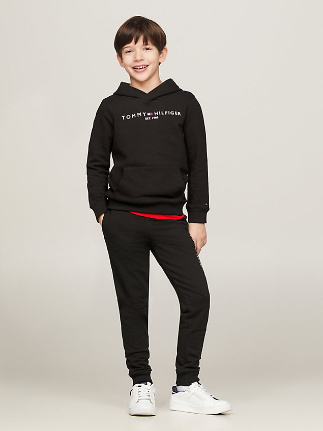 joggers essential de algodón con logo black de kids unisex tommy hilfiger