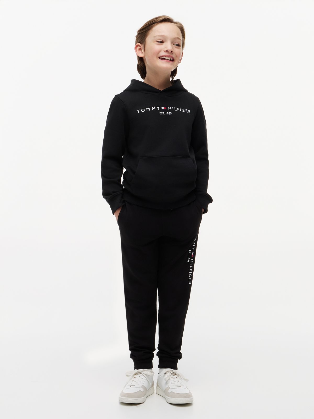 Essential Pure Cotton Logo Joggers — Black