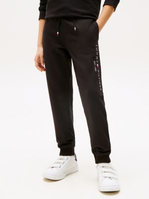 black essential pure cotton logo joggers for kids unisex tommy hilfiger