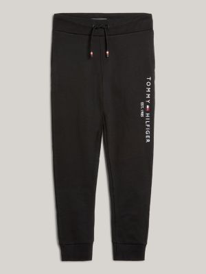 black essential pure cotton logo joggers for kids unisex tommy hilfiger