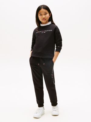 black essential jogger van puur katoen voor kinderen unisex - tommy hilfiger