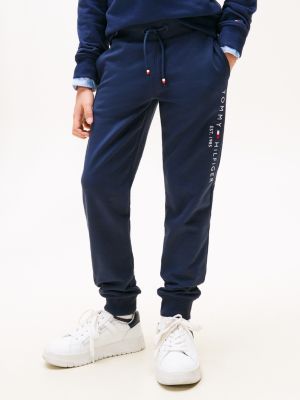 blue essential pure cotton logo joggers for kids unisex tommy hilfiger