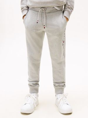 grey essential pure cotton logo joggers for kids unisex tommy hilfiger