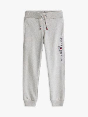 grey essential pure cotton logo joggers for kids gender inclusive tommy hilfiger