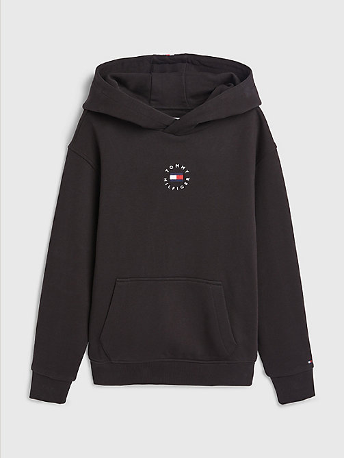 black logo embroidery hoody for kids unisex tommy hilfiger