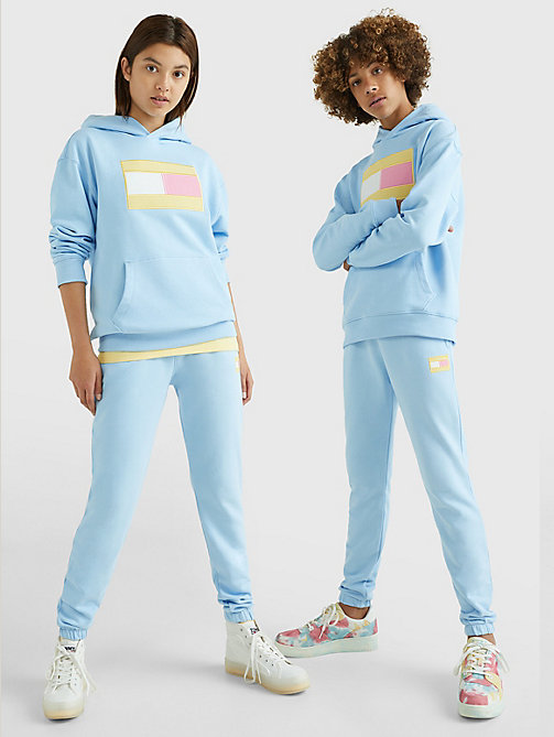 niebieski pastelowe joggery exclusive z bawełny dla kids unisex - tommy hilfiger