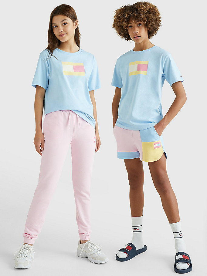 blue exclusive pastel pop organic cotton t-shirt for kids unisex tommy hilfiger
