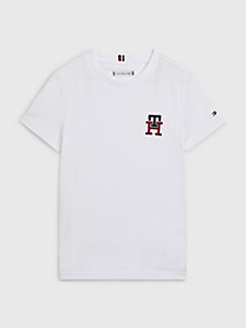 white th monogram embroidery t-shirt for kids unisex tommy hilfiger