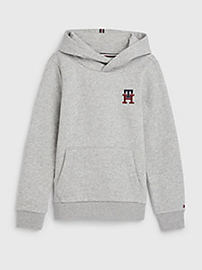 grau th monogram genderneutraler hoodie für kids unisex - tommy hilfiger