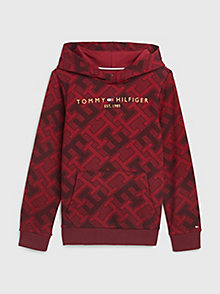 rood th monogram uniseks hoodie met print voor kids unisex - tommy hilfiger