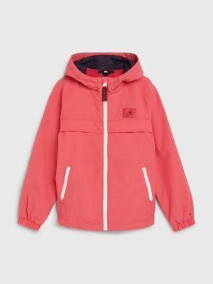 roze chicago windbreaker met capuchon voor kids unisex - tommy hilfiger