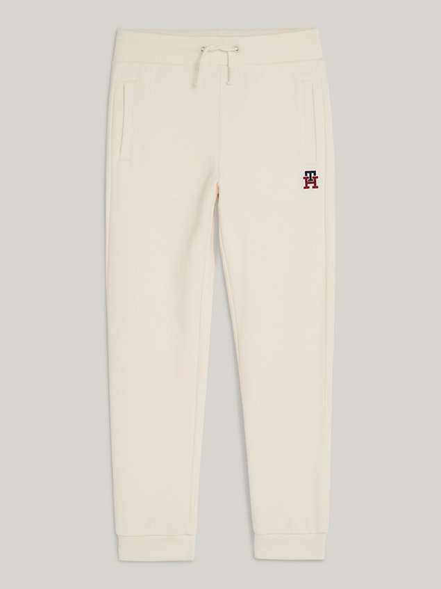 white th monogram embroidery joggers for kids unisex tommy hilfiger