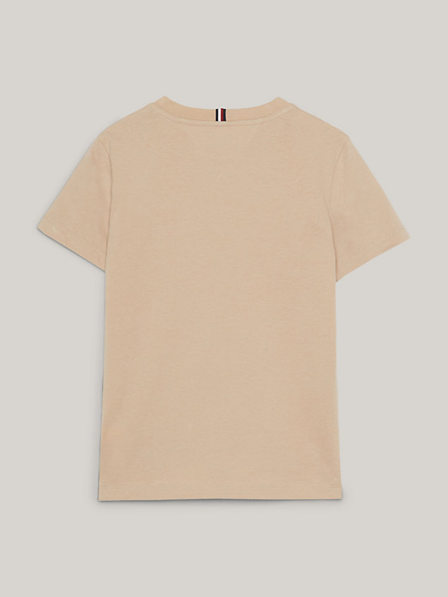 beige dual gender th established essential t-shirt for kids unisex tommy hilfiger