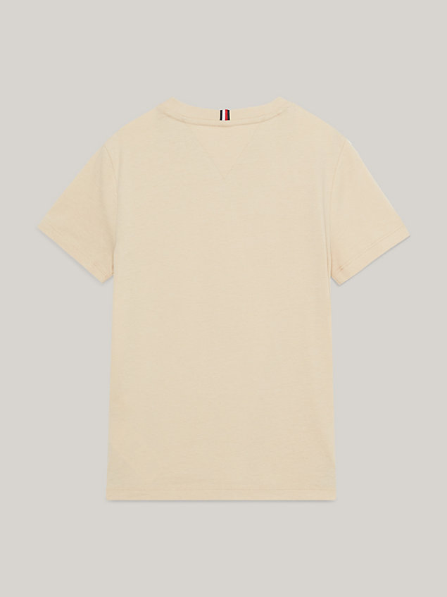 beige th established essential logo t-shirt for kids unisex tommy hilfiger