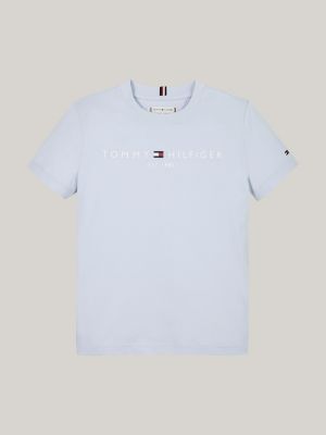 t-shirt con scollatura rotonda e logo blu da unisex bambino tommy hilfiger