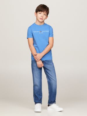 blue essential rundhals-t-shirt mit logo für unisex kinder - tommy hilfiger