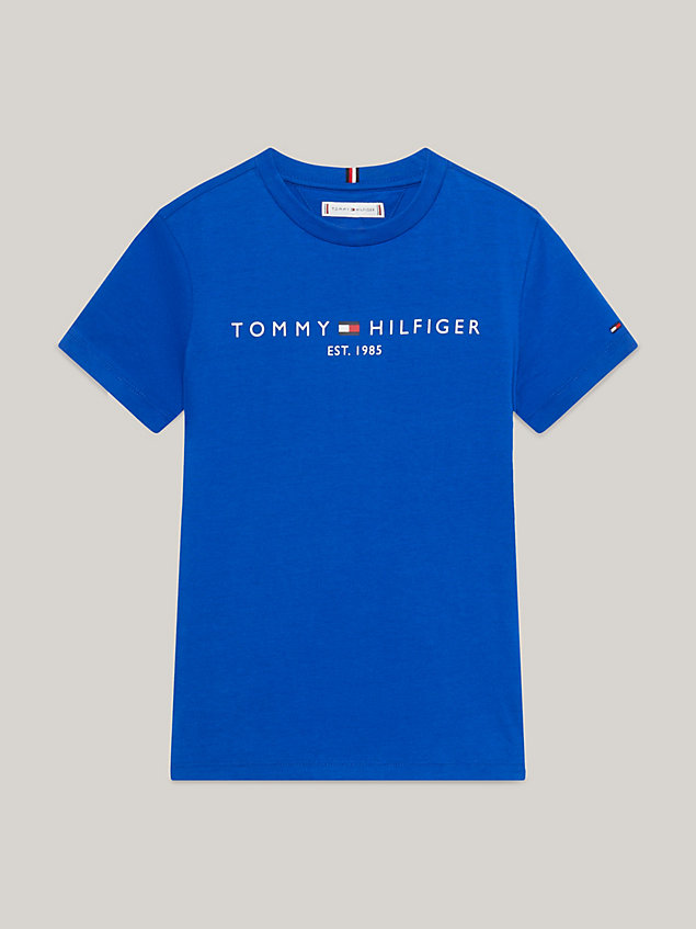 blue essential logo crew neck t-shirt for kids unisex tommy hilfiger