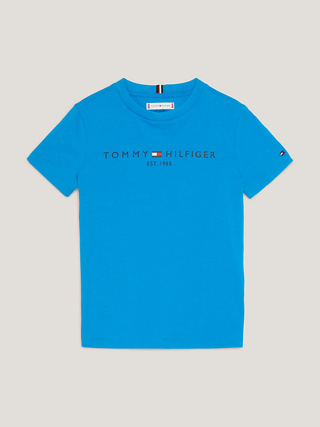 blue th established essential logo t-shirt for kids unisex tommy hilfiger