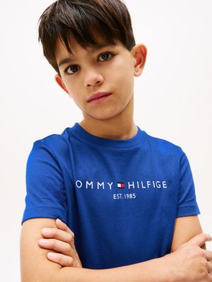 blue logo crew neck t-shirt for kids unisex tommy hilfiger