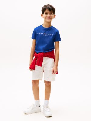 blau rundhals-t-shirt mit logo für unisex kinder - tommy hilfiger