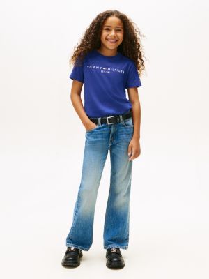 blue logo crew neck t-shirt for kids unisex tommy hilfiger