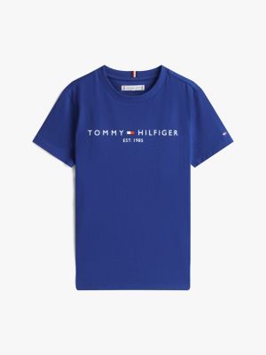 blue logo crew neck t-shirt for kids unisex tommy hilfiger
