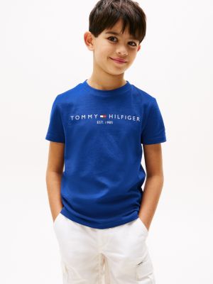 blue rundhals-t-shirt mit logo für unisex kinder - tommy hilfiger