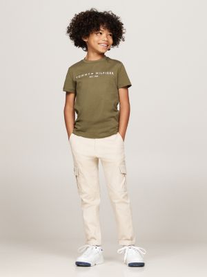 groen t-shirt met ronde hals en logo voor kinderen unisex - tommy hilfiger