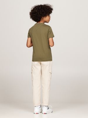 groen t-shirt met ronde hals en logo voor kinderen unisex - tommy hilfiger