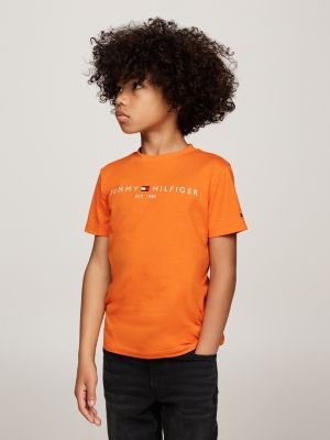 t-shirt con scollatura rotonda e logo orange da unisex bambino tommy hilfiger