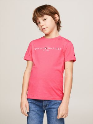 Essential Logo Crew Neck T-Shirt | Pink | Tommy Hilfiger