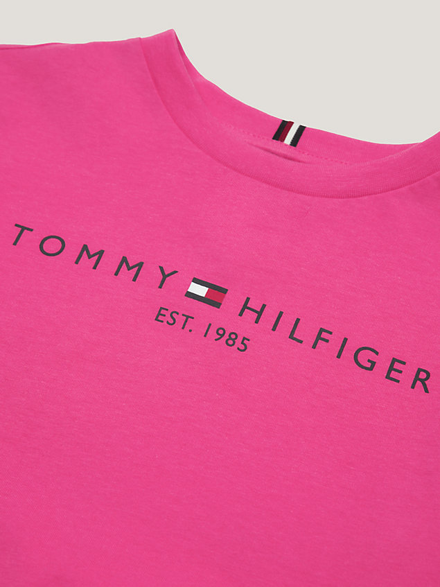 pink th established essential logo t-shirt for kids unisex tommy hilfiger