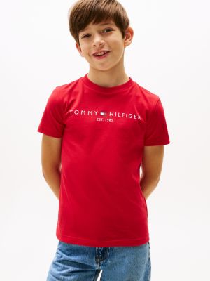 red rundhals-t-shirt mit logo für unisex kinder - tommy hilfiger