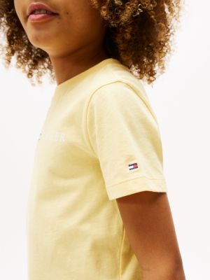 yellow logo crew neck t-shirt for kids unisex tommy hilfiger