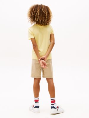 t-shirt à logo et col ras-du-cou jaune pour enfant unisexe tommy hilfiger