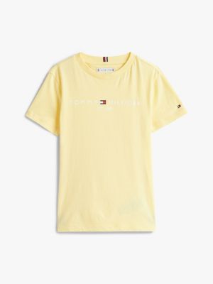 t-shirt à logo et col ras-du-cou jaune pour enfant unisexe tommy hilfiger