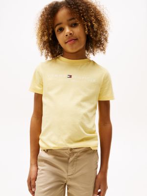 yellow t-shirt met ronde hals en logo voor kinderen unisex - tommy hilfiger