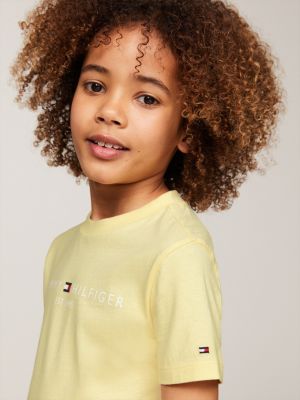 geel t-shirt met ronde hals en logo voor kinderen unisex - tommy hilfiger