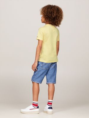 geel t-shirt met ronde hals en logo voor kinderen unisex - tommy hilfiger