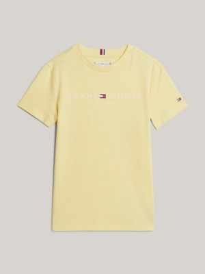 geel t-shirt met ronde hals en logo voor kinderen unisex - tommy hilfiger