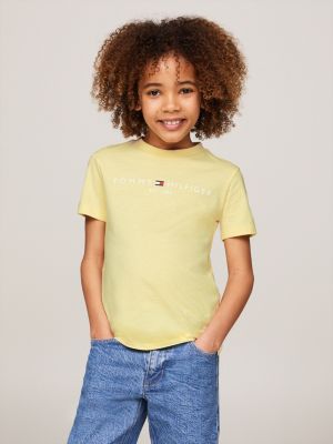 t-shirt con scollatura rotonda e logo yellow da unisex bambino tommy hilfiger