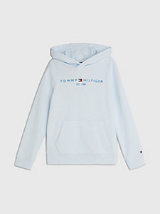 blauw essential terry hoodie met logo voor kids unisex - tommy hilfiger