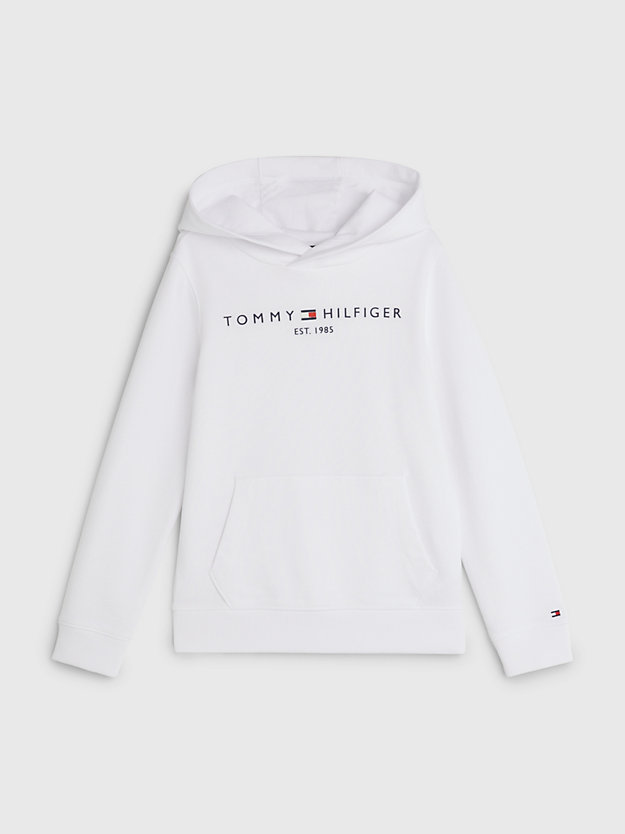 WHITE Essential Logo Terry Hoody for kids unisex TOMMY HILFIGER
