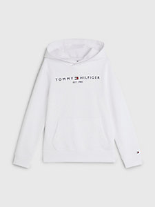 wit essential terry hoodie met logo voor kids unisex - tommy hilfiger